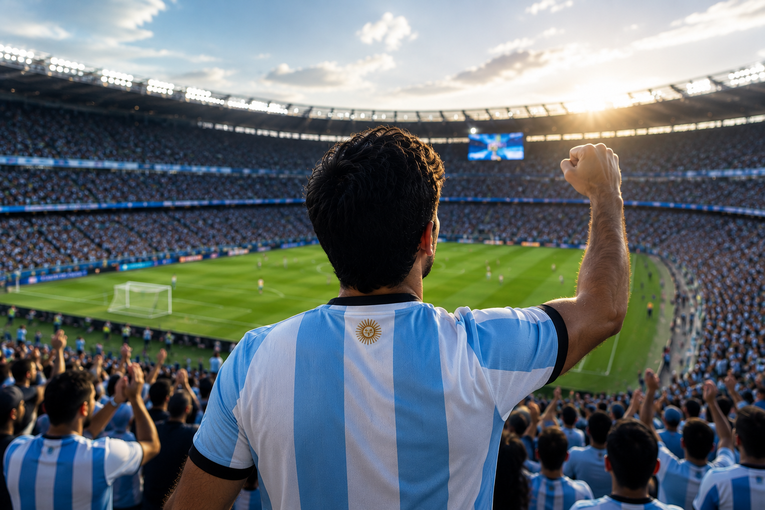 Hincha argentino en el estadio del Mundial